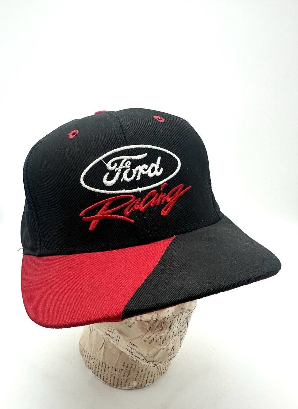 VTG RETRO 90s Ford Racing Motor Company USA stitched graphic snapback hat EUC